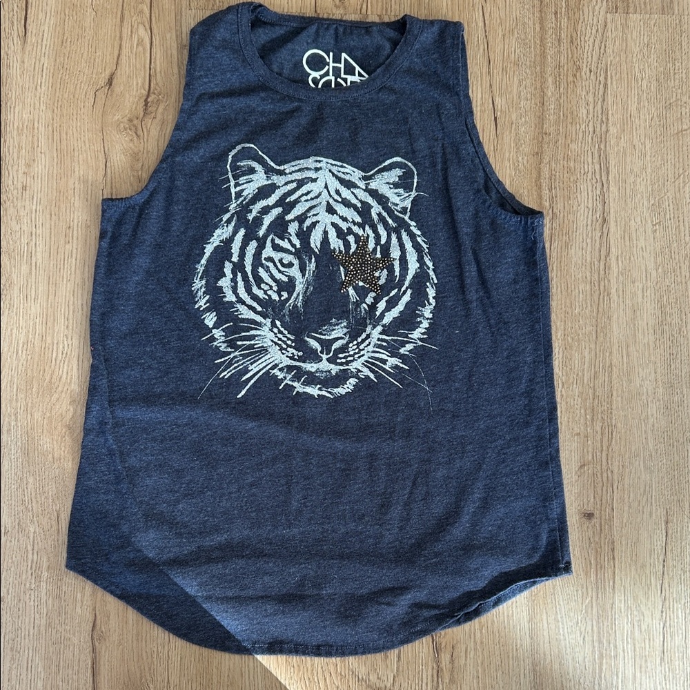 Chaser Kids Charcoal Tiger Print Tank Top